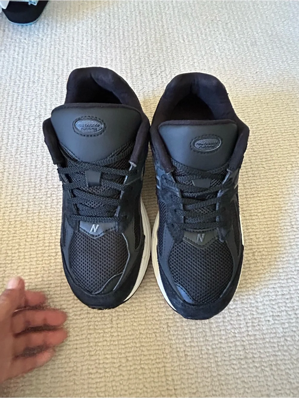 New Balance Kids  Black Mesh & Suede Sneakers